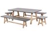 8 Seater Concrete Garden Dining Set Benches and Stools Grey TONNARE_930642