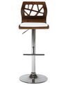 Bar Stool Dark Wood Faux Leather White PETERSBURG_713006