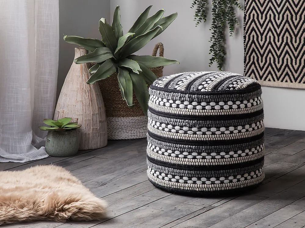 Pouffe GUNTUR Wool Black/ White_1176406