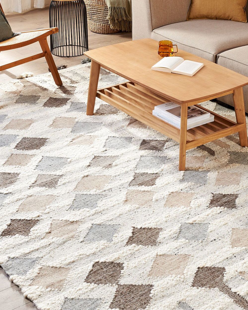 Teppich KAGHTSRASHEN Beige 200 x 300 cm Kelim Wolle