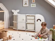 Toy Storage Organiser WHALAN Whale 83 cm Beige_1120822