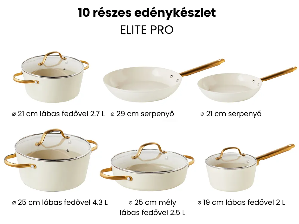 Tízdarabos edényszett ELITE PRO Törtfehér_992893