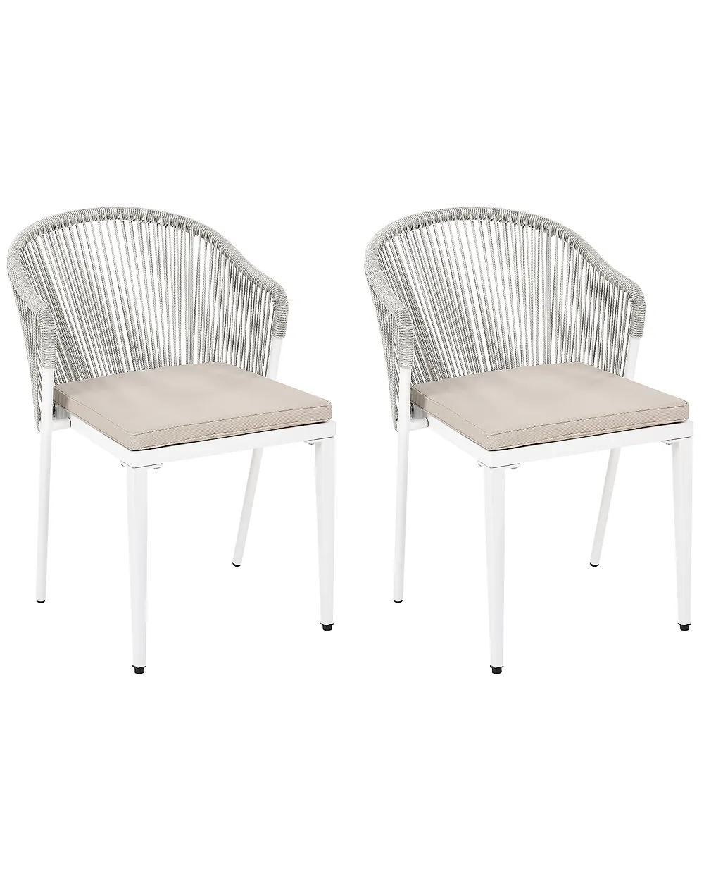 Set of 2 Garden Chairs with Cushions PARANEA Metal Off-White