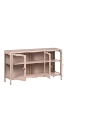 Glass Display Sideboard NEWPORT 115 cm Metal Beige_1148765