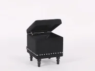 Pouf mit Stauraum LORETTO Samtstoff Schwarz_1186077
