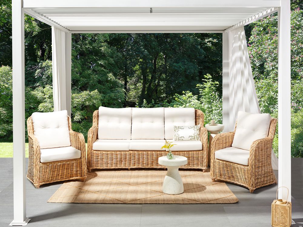 Set di divani da giardino 5 posti ALESSANO Rattan Naturale