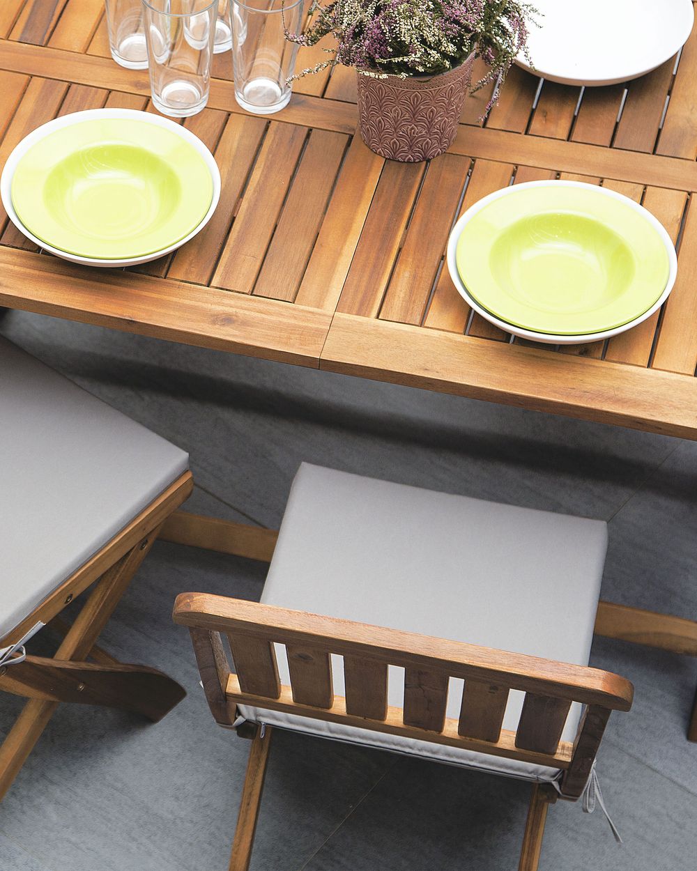Set of 2 Garden Chairs with Cushions CENTO Acacia Wood Brown