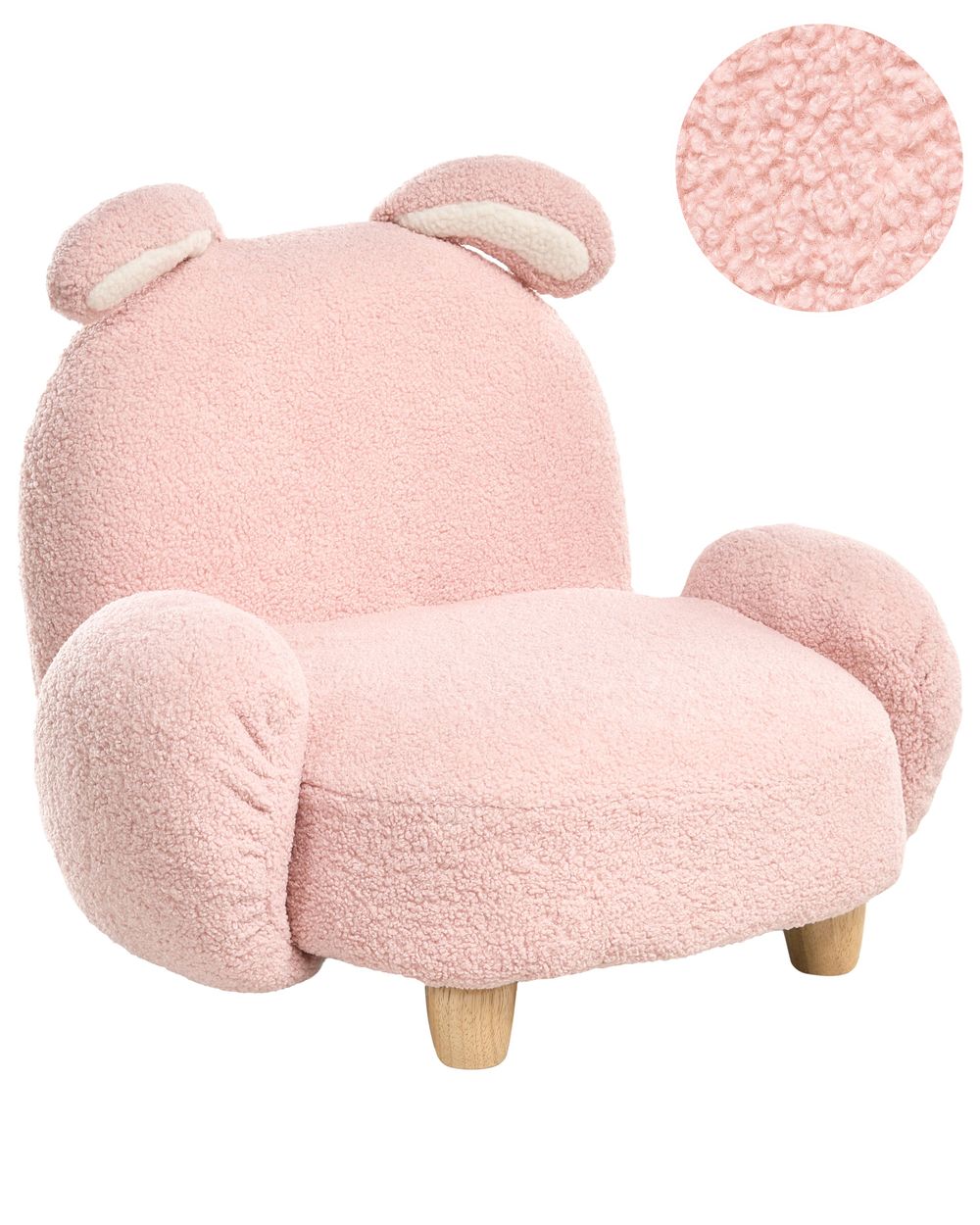 Poltrona para crianças Coelho KANNA Bouclé Rosa pastel
