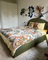 Ottoman Bed VAUCLUSE Boucle Light Green 160 x 200 cm (EU King Size)_1175553