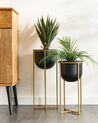 Set of 2 Metal Plant Pot Stands Black THUJA_933699