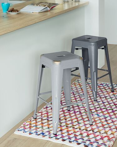 Set of 2 Steel Stools 60 cm Silver CABRILLO