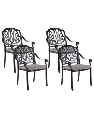 Conjunto de 4 sillas de metal negro/beige claro ANCONA