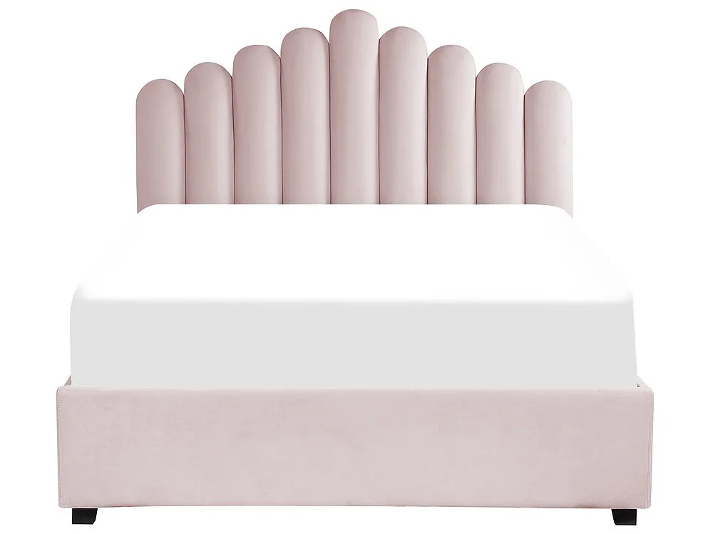 Ottoman Bed VINCENNES Velvet Pastel Pink 140 x 200 cm (EU Double)_837323