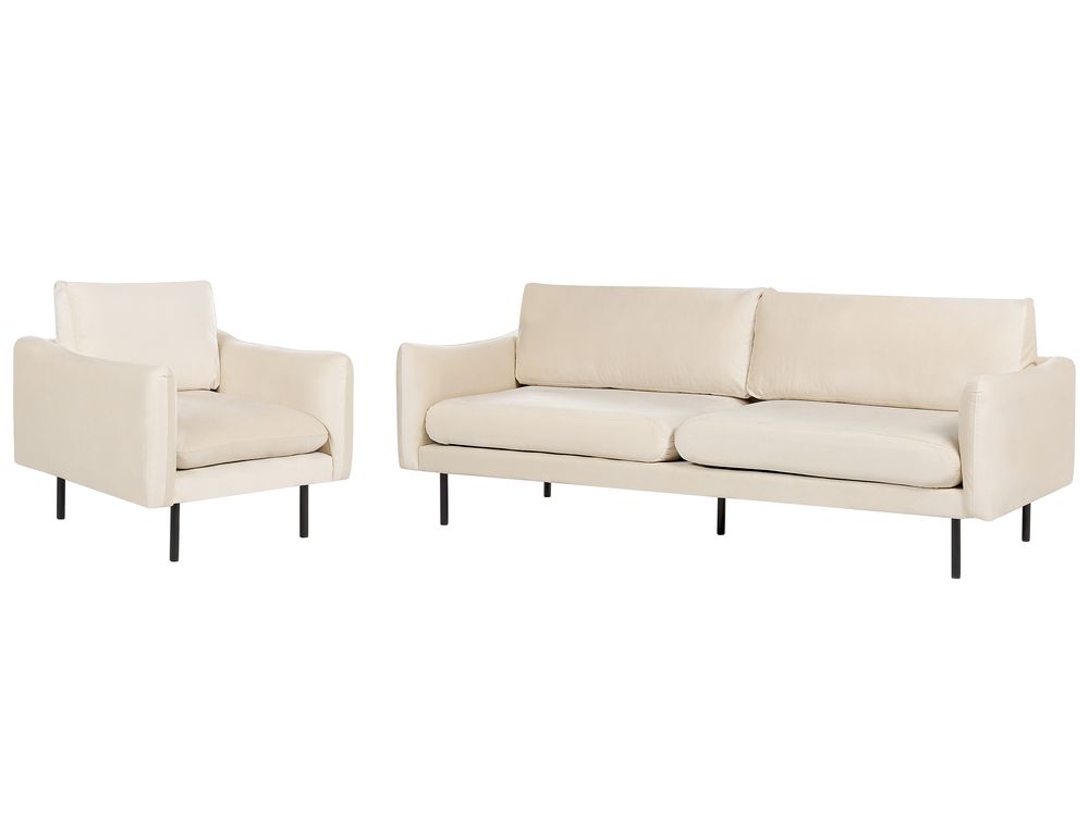 Living Room Set 4 Seater VINTERBRO Velvet Light Beige