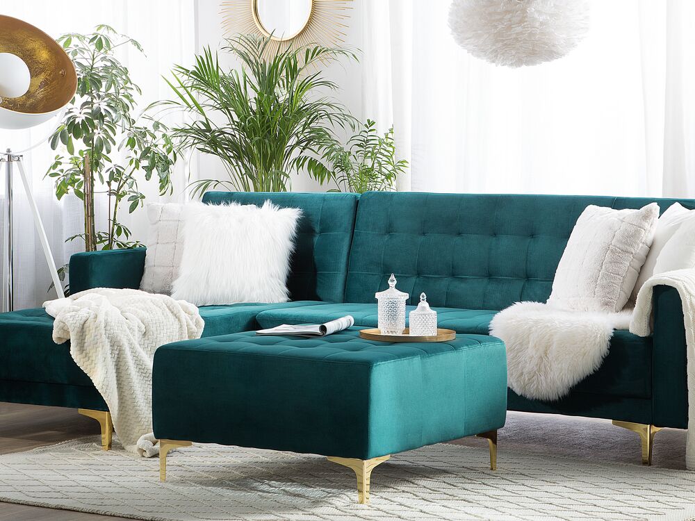 Ottomaan ABERDEEN Fluweel Groenblauw