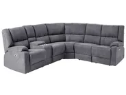 Electric Recliner Corner Sofa 5 Seater ROKKE with USB Port Fabric Dark Grey Left Hand_799640