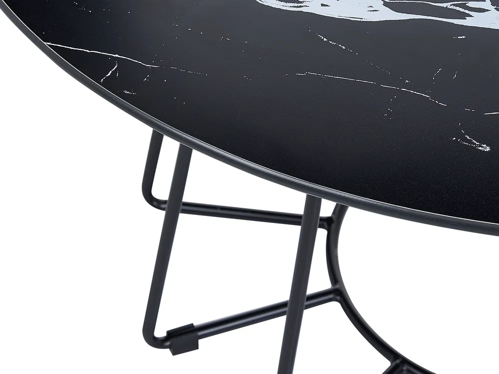 Coffee Table BERNIE Tempered Glass Black Marble_851337