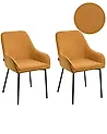 Set of 2 Dining Chairs LOVERNA Corduroy Mustard