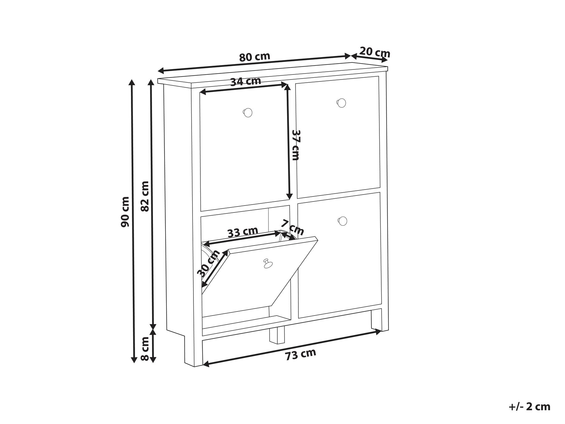 4 Compartment Shoe Storage Cabinet White GIBSON_968033