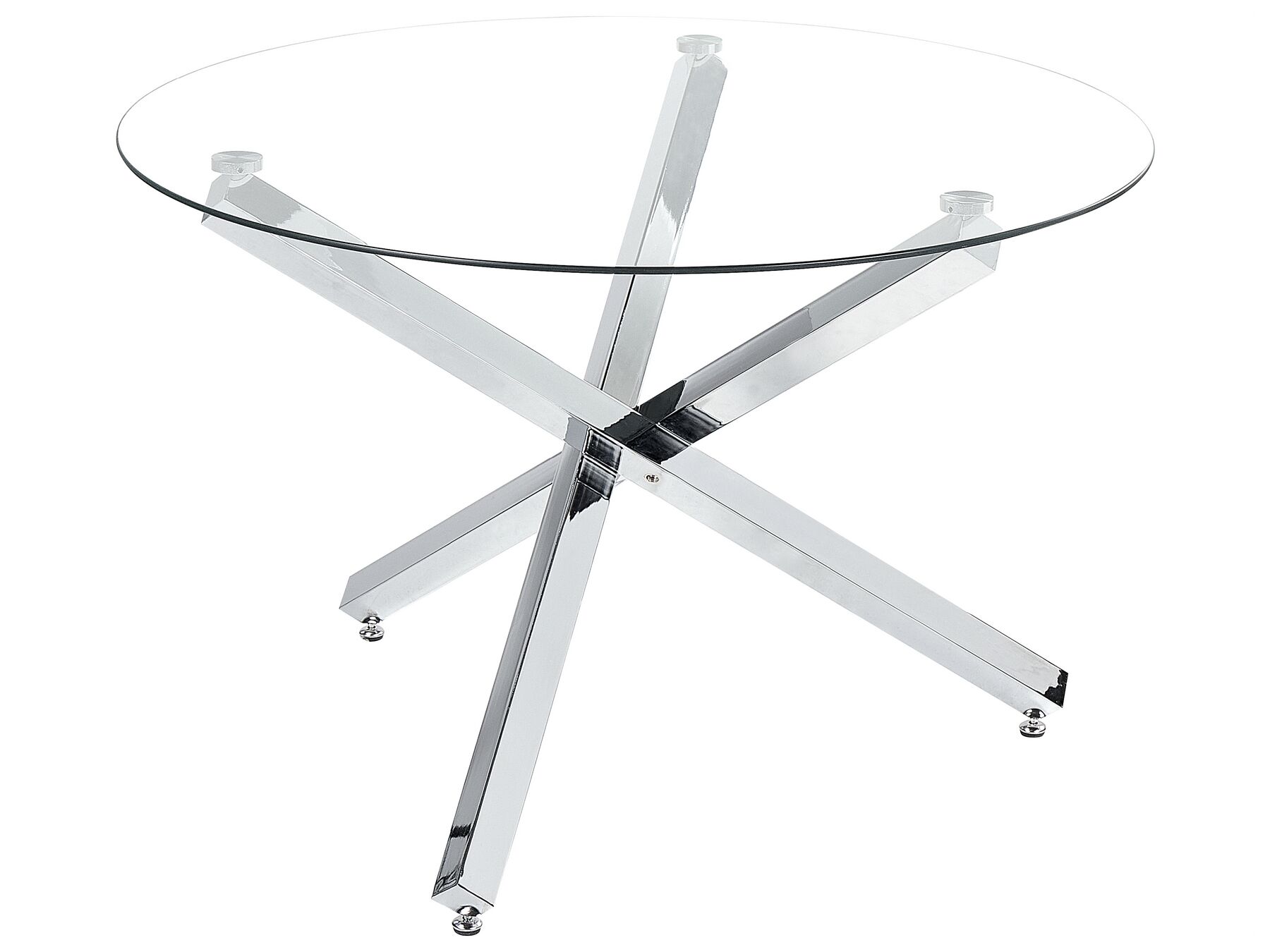 Kulatý jídelní stůl se skleněnou deskou ø 110 cm stříbrný BUTLER_850651