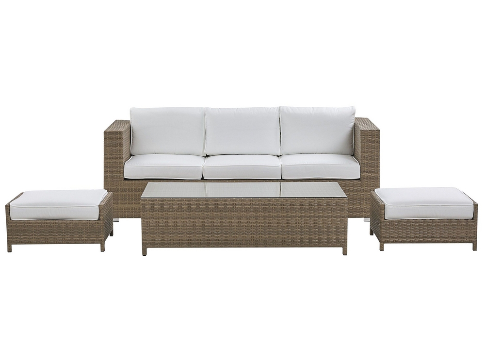 Lounge Set BELLUNO PE Rattan White 5 Seater Beliani
