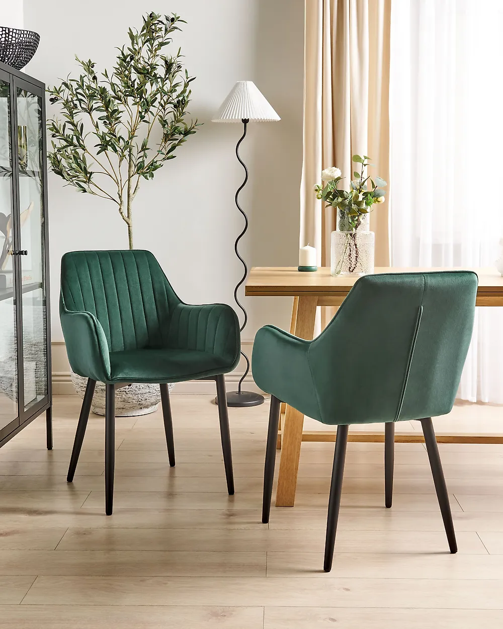 Conjunto de 2 sillas de comedor WELLSTON Terciopelo Verde oscuro_1184564
