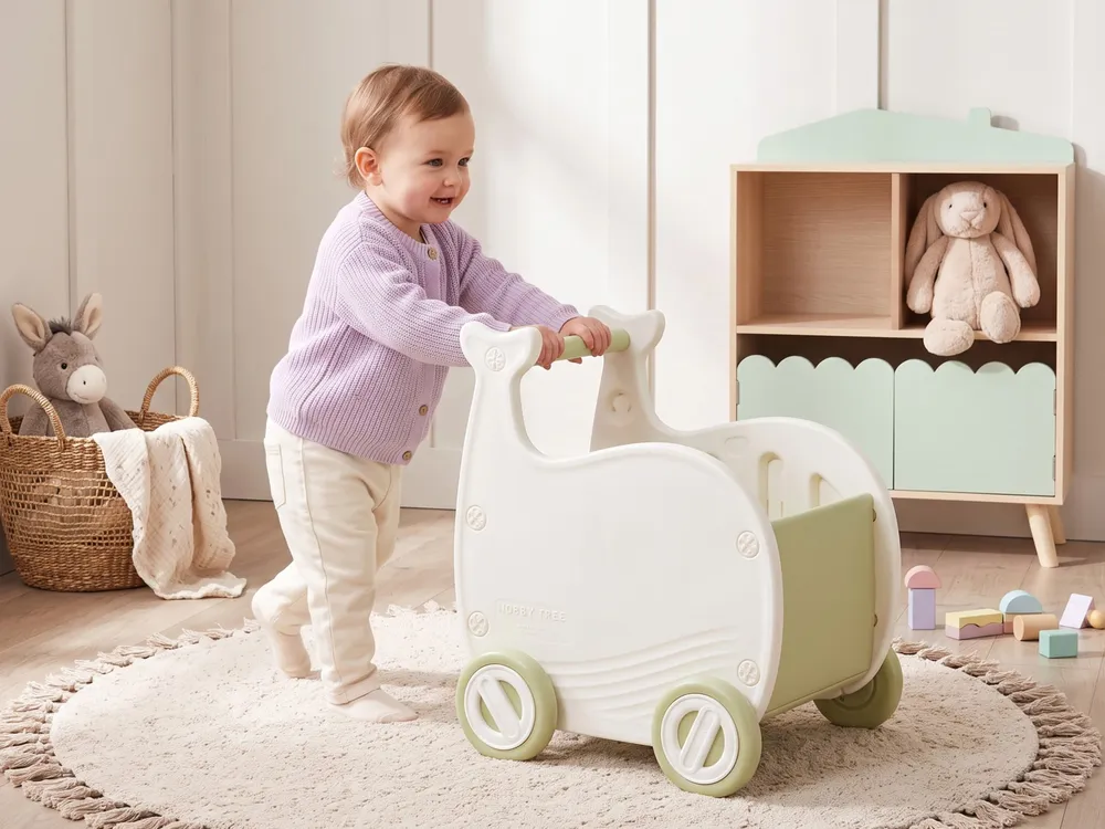 Baby Push Along Walker BOCO 50 cm White/ Green