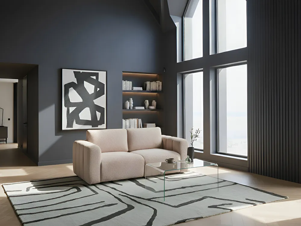 Sofa modułowa dla 2 osób KIVVIK Boucle Beżowy