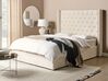 Letto matrimoniale contenitore velluto bianco sporco 140 x 200 cm LUBBON_882132