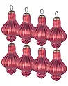 Set of 8 Baubles BRILLANT Glass Red