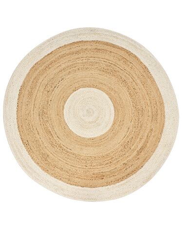 Pyöreä matto juutti beige/luonnonvalkoinen ⌀ 140 cm YAYALAR