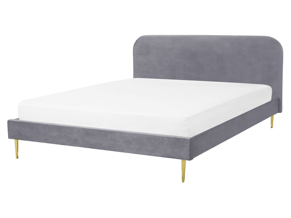 Bett mit Lattenrost Samtstoff FLAYAT 160 x 200 cm Grau