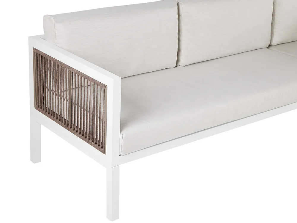Garden Corner Sofa with Table 4 Seater BORELLO Metal Beige Left Hand_803158