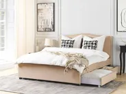 Bed with Storage Drawers MONTPELLIER Fabric Beige 180 x 200 cm (EU Super King)_709896