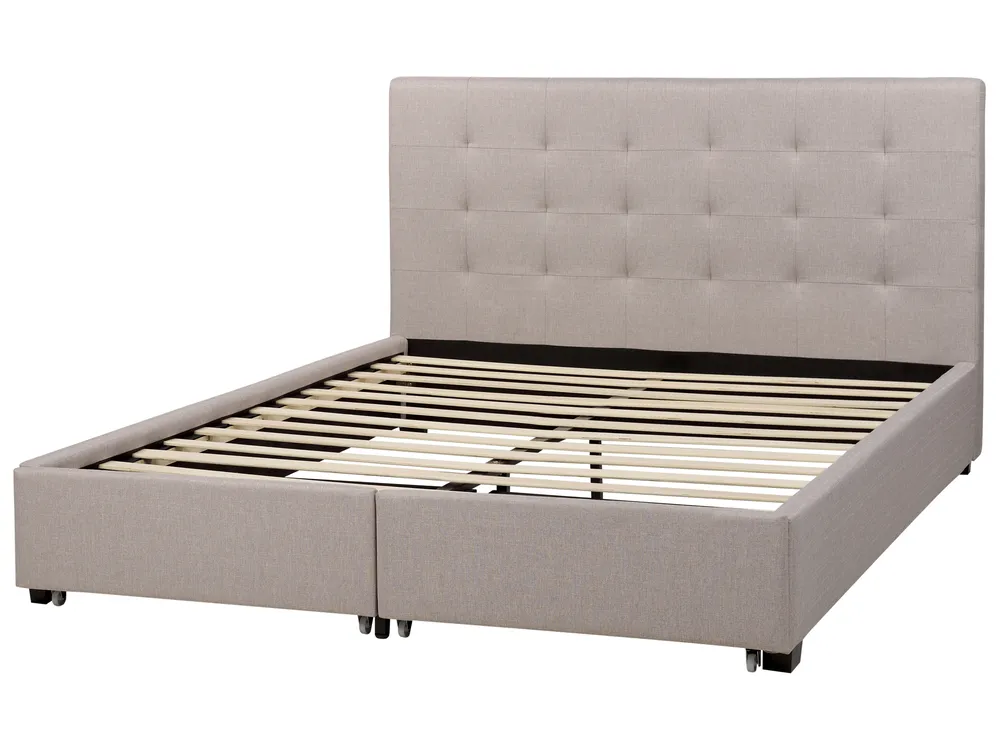 Bett mit Schubladen LA ROCHELLE Stoff Hellgrau 160 x 200 cm_744893