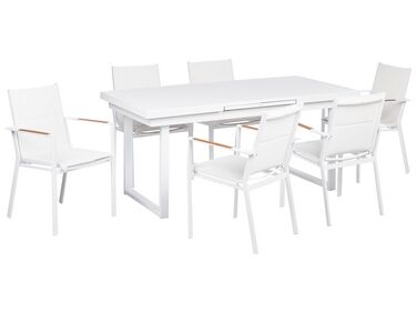 6 Seater Aluminium Garden Dining Set White VALCANETTO/BUSSETO