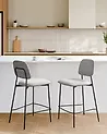 Set of 2 Bar Chairs DUETTE Faux Linen Light Grey
