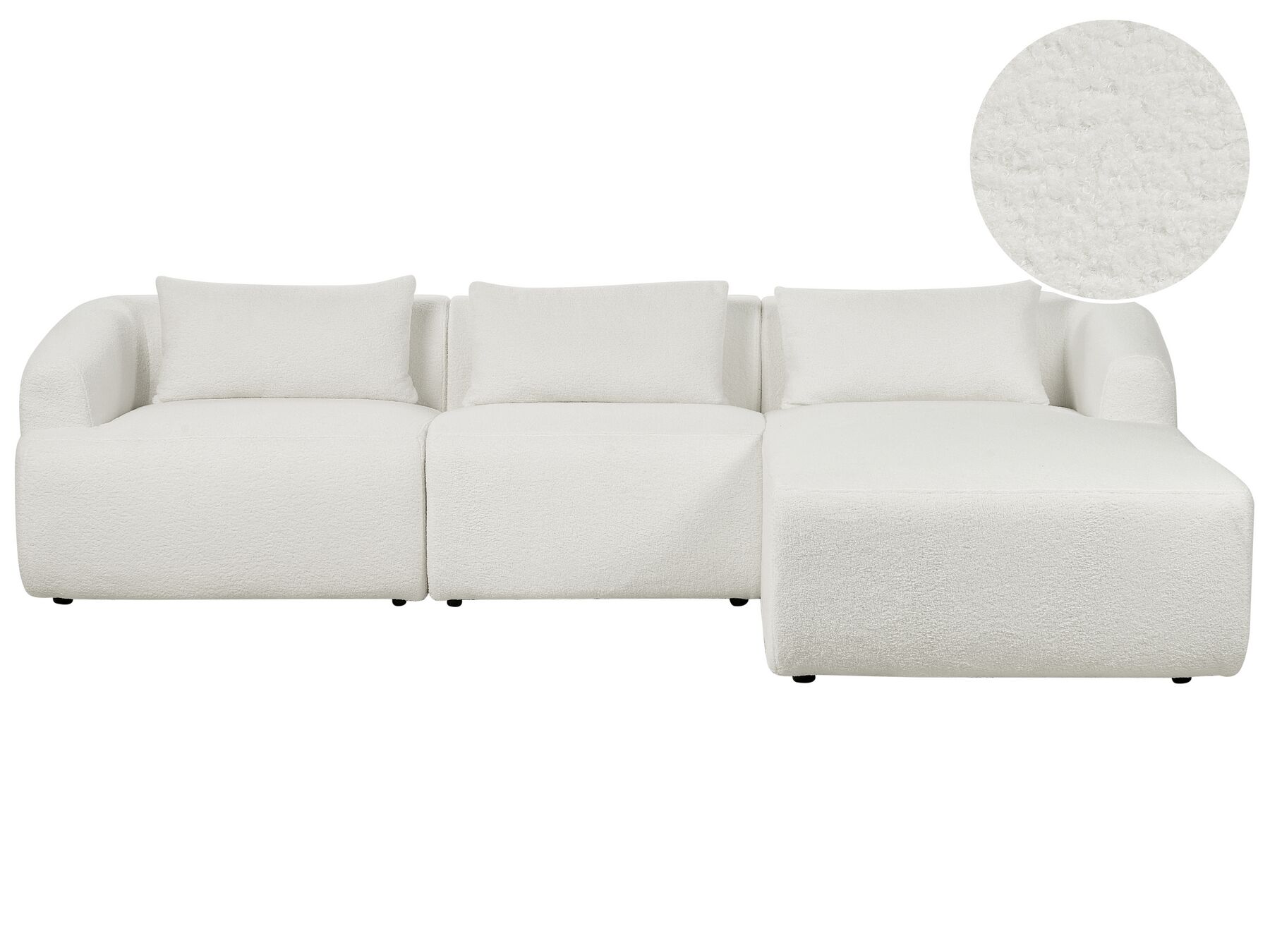Canapé d'angle à gauche 3 places en tissu bouclé blanc SVANSELE_901660