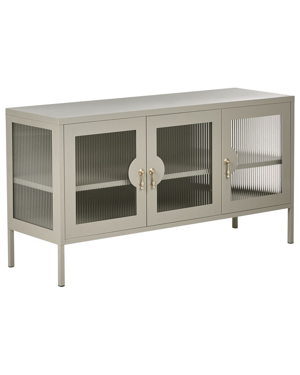 Sideboard mit 3 Türen GLEORA Metall Hellbeige