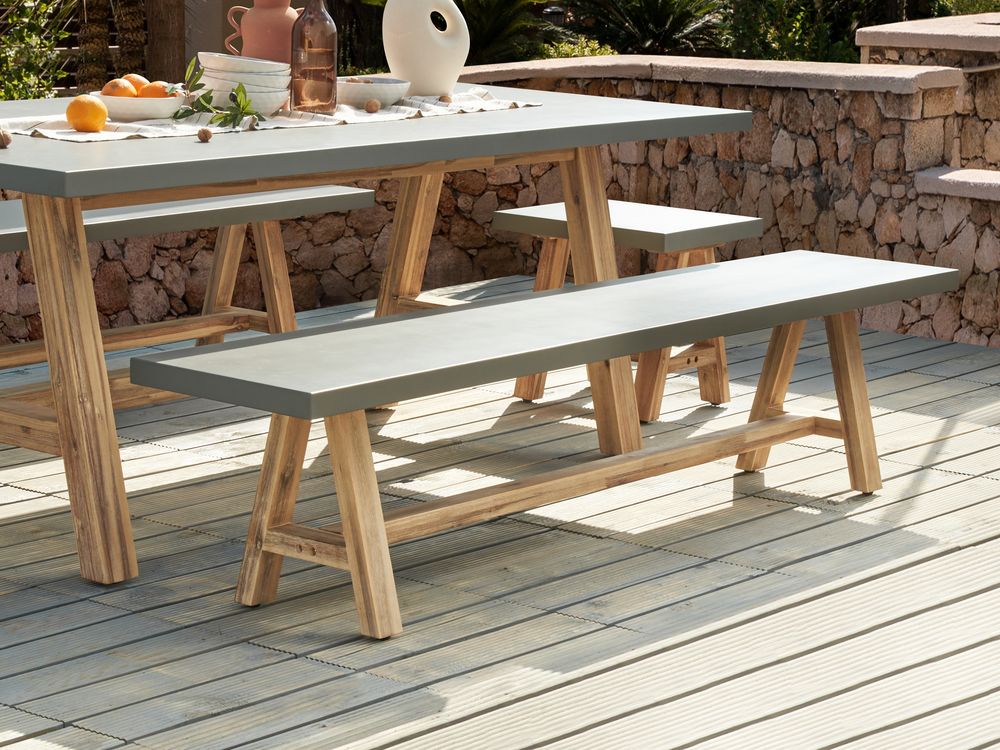 Concrete and wood garden bench online