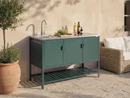 Set cucina da esterno 2 elementi con lavello MAENZA Verde Metallo_1045136