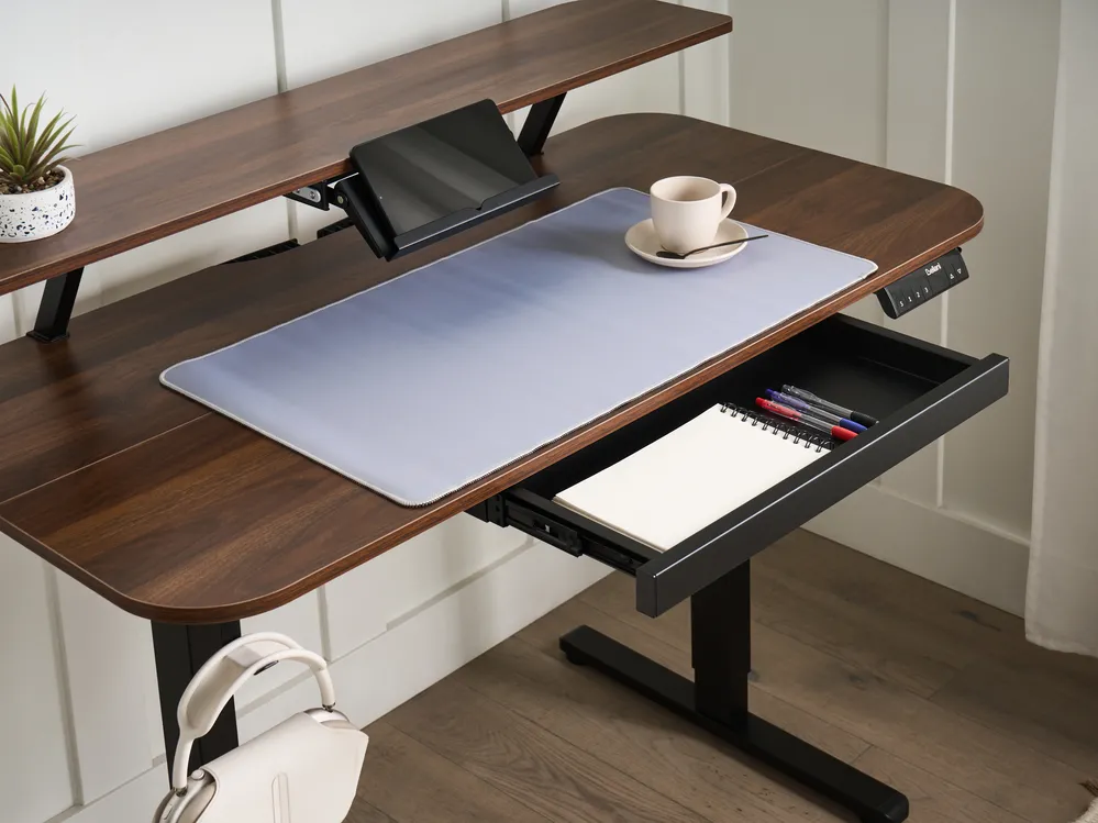 Electric Adjustable Standing Desk WILBANKS 120 cm 60 cm with USB Port Brown/ Black_1031153