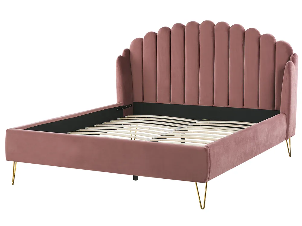 Bed Velvet AMBILLOU 160 x 200 cm (EU King Size) Pink_819214