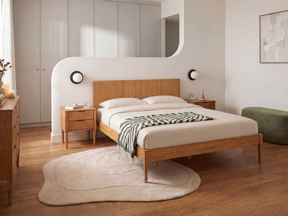 Bed Pine Wood AMBAZAC 160 x 200 cm (EU King Size) Light Brown
