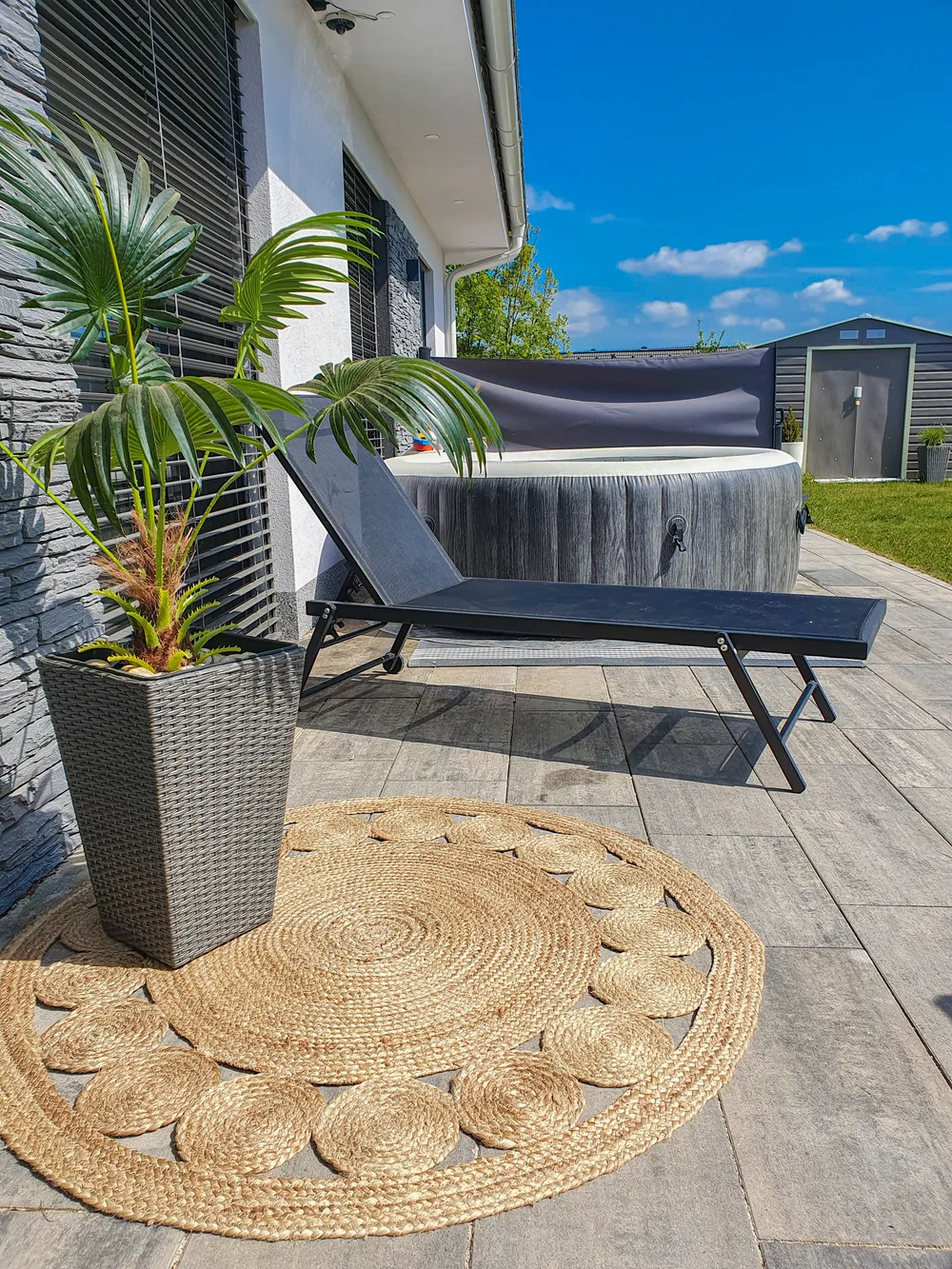 Sun Lounger PORTOFINO Reclining Metal Black_824400