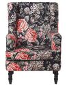Fotel z podnóżkiem w kwiaty czarny SANDSET_776288