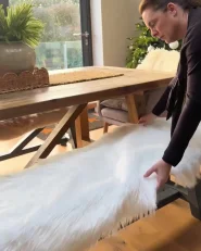 Tapis en fausse fourrure MAMUNGARI Blanc 60 x 180 cm_1171493