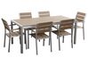 Zestaw ogrodowy stół i 6 krzeseł jasne drewno ze srebrnym VERNIO_125566