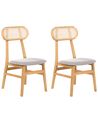 Set of 2 Dining Chairs FALLON Wood Light Brown/ Light Grey