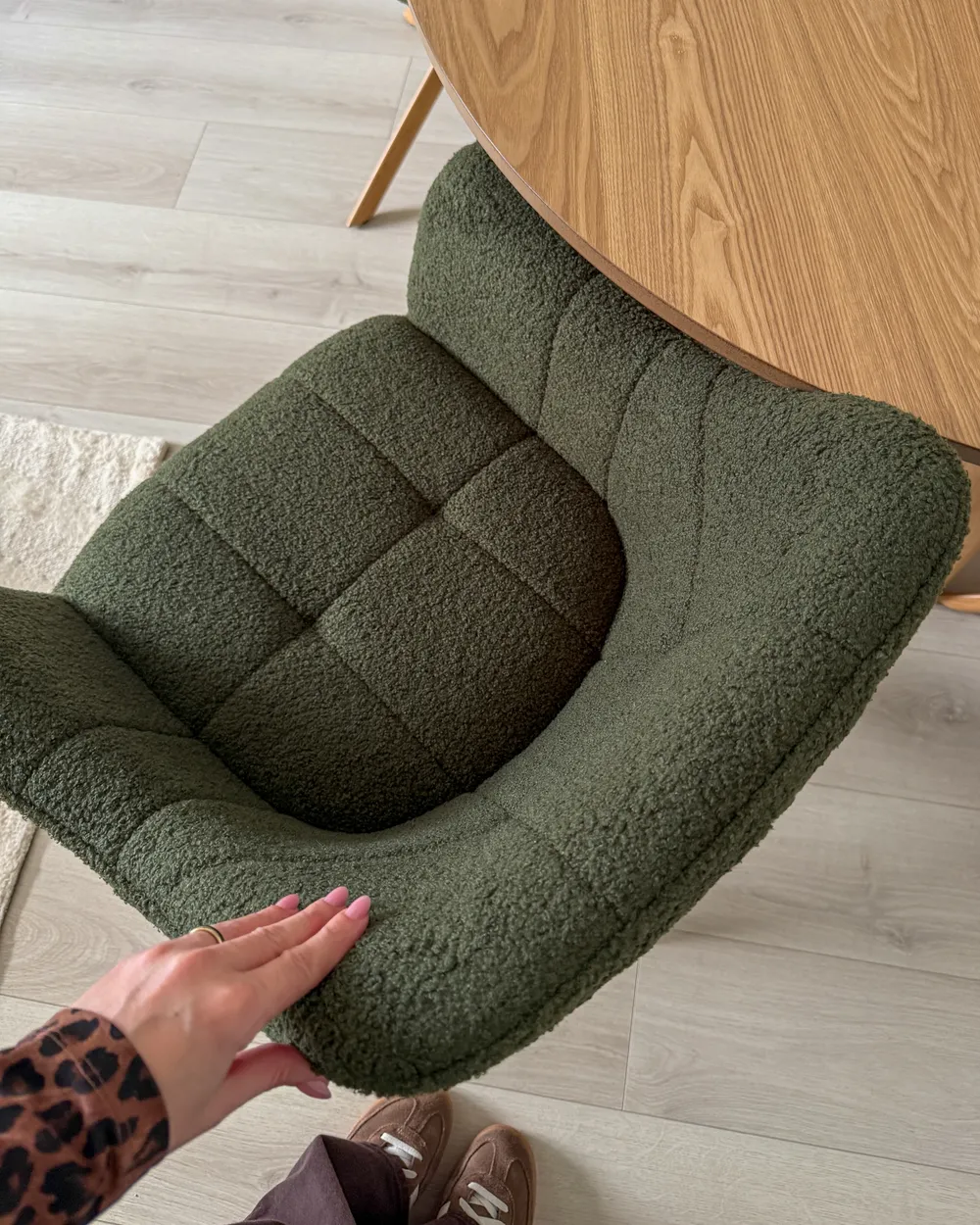 Dining Chair Swivel HAYDEN Boucle Green_1055133